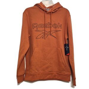 Reebok Hooded Sweatshirt Hoodie Men S Pullover Bruschetta Orange Black Logo NWT